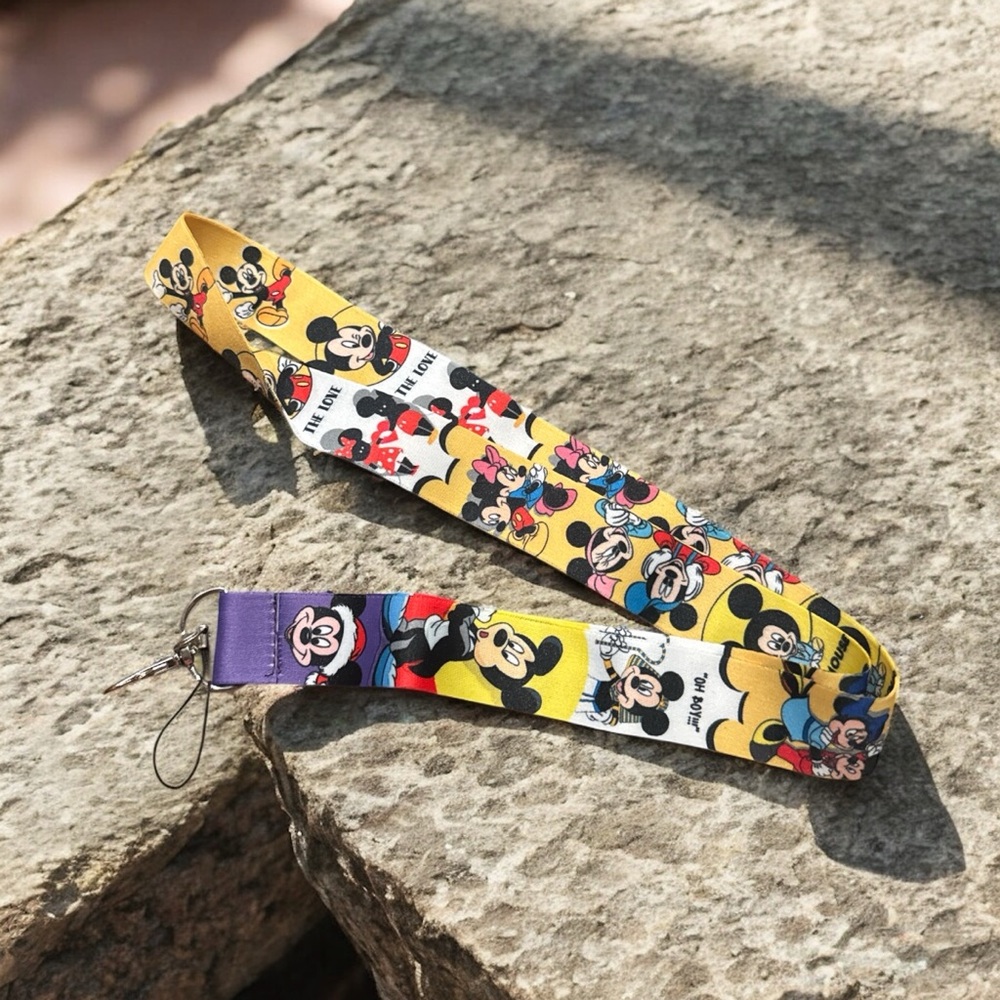 NWT Disney Yellow and Purple Lanyard with Mickey Mouse Design